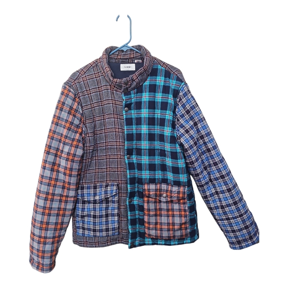 Tommy Multi Plaid Quilted Jacket & Vest – Patchwork Checkered Style Sz XL